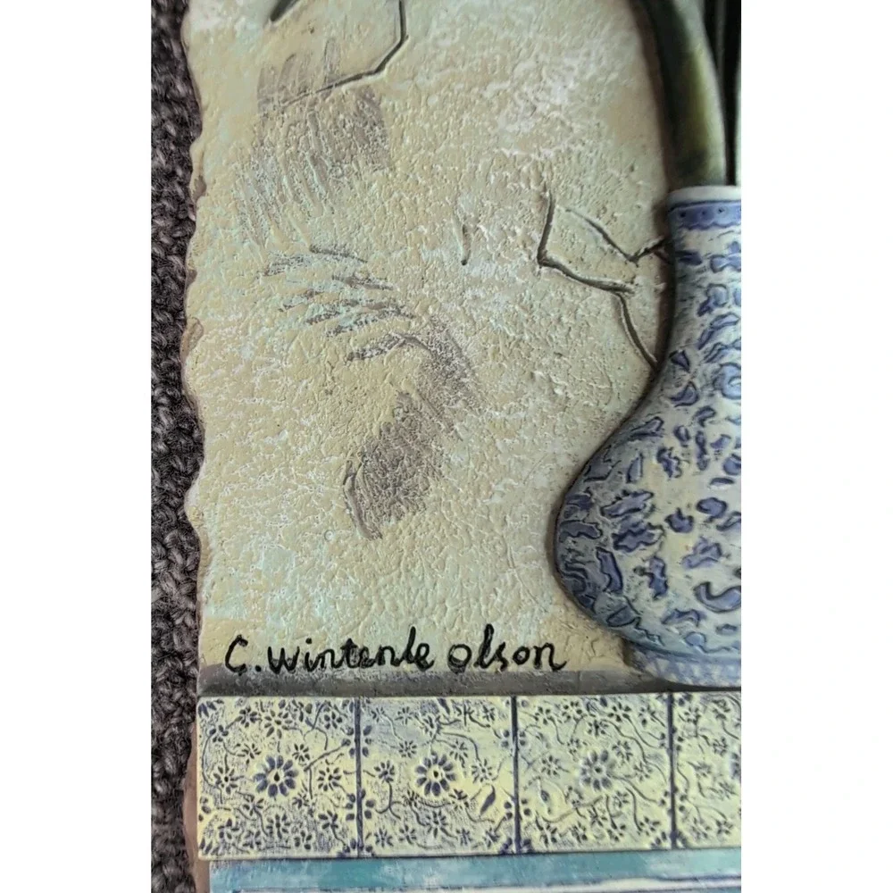 C Winterle Olson 3D Floral Wall Hanging Plaque Tile French Country Resin